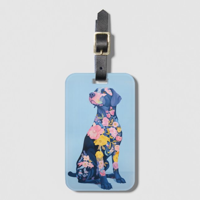 Étiquette À Bagage Étiquette des bagages floraux du Labrador Retrieve (Devant Vertical)