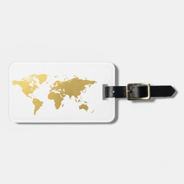 Étiquette À Bagage Étiquette élégante de bagage de carte du monde (Devant horizontal)