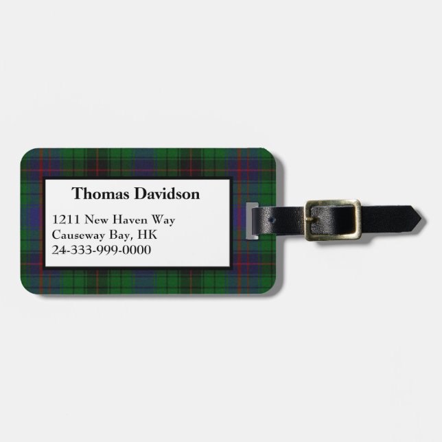 Étiquette À Bagage Étiquette faite sur commande de bagage de plaid de (Devant horizontal)