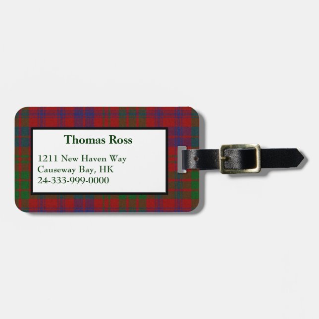 Étiquette À Bagage Étiquette faite sur commande de bagage de plaid de (Devant horizontal)