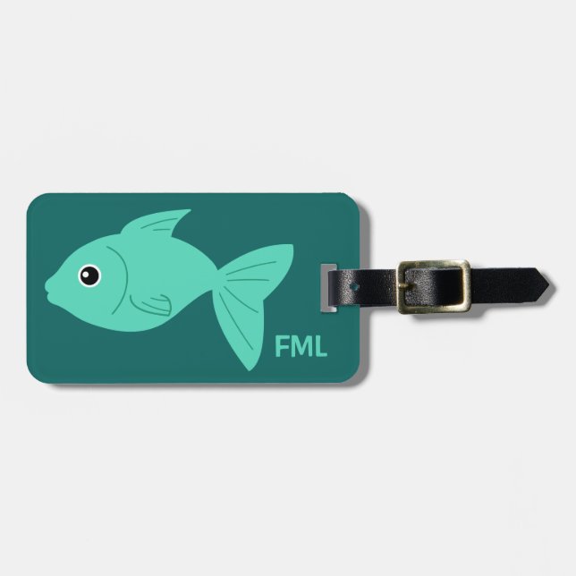Étiquette À Bagage Étiquette faite sur commande de bagage de poissons (Devant horizontal)