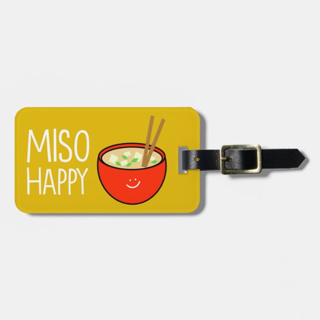 Étiquette À Bagage Étiquette heureuse de bagage de miso (Devant horizontal)