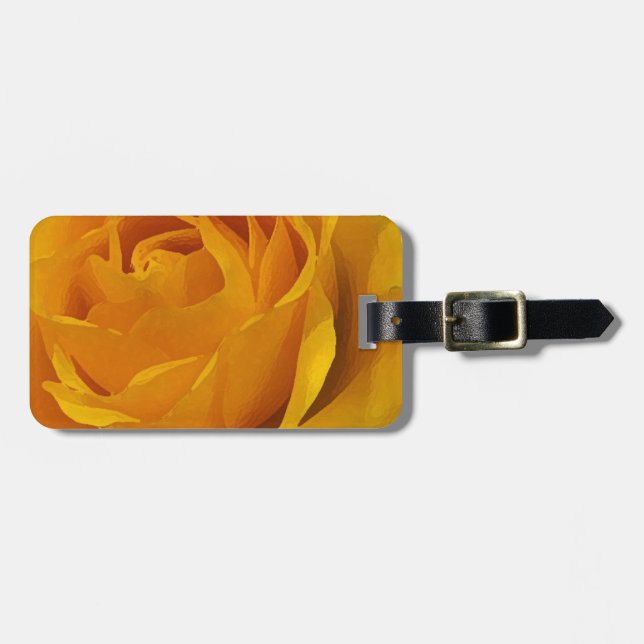 Étiquette À Bagage Étiquette jaune de bagage de pétales de rose (Devant horizontal)