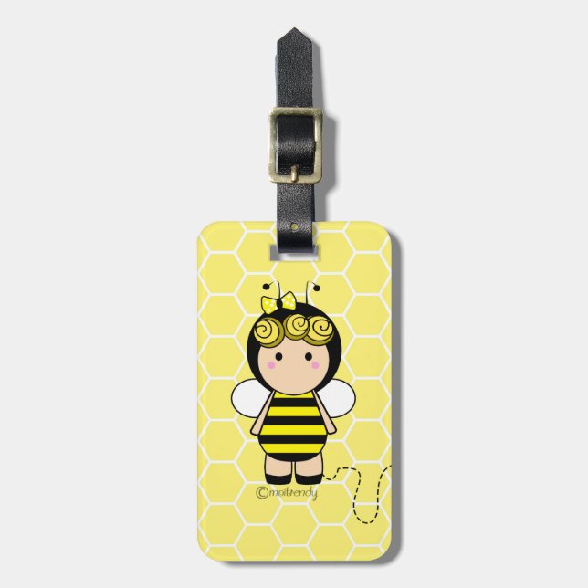 Étiquette À Bagage Étiquette mignonne de bagage d'abeille (Devant Vertical)