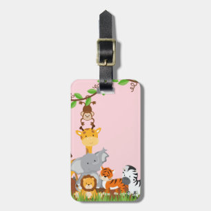 Étiquette À Bagage Étiquette mignonne rose de bagage d'animaux de