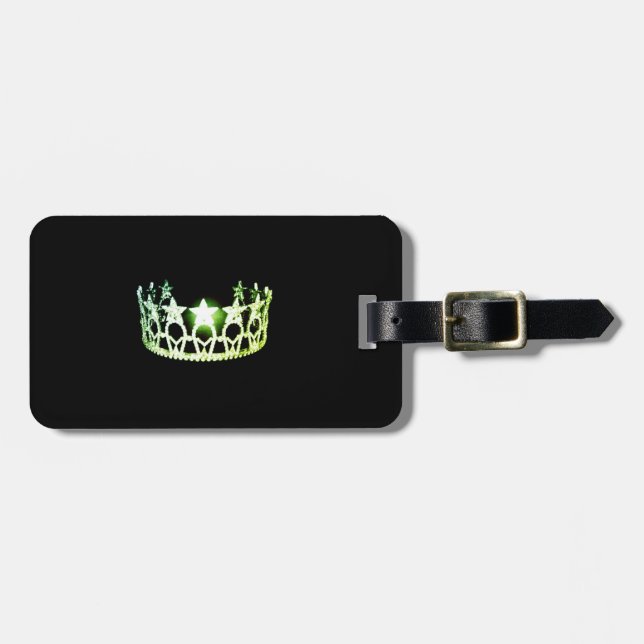 Étiquette À Bagage Étiquette Miss USA Lime Green Crown (Devant horizontal)