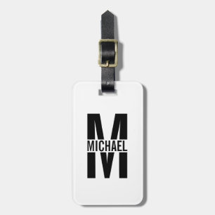 Étiquette À Bagage Étiquette monogramme et nom personnalisé