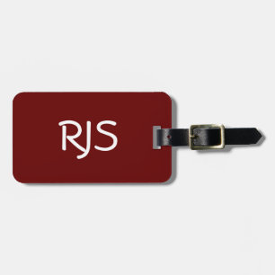 Étiquette À Bagage Étiquette, monogramme, rouge foncé et blanc