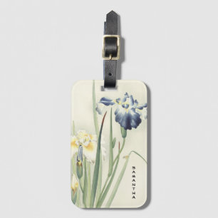 Étiquette À Bagage Étiquette Monogramme Vintage japonais Iris Flower 