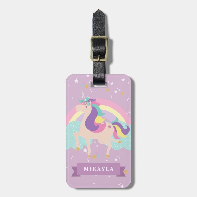 Étiquette À Bagage Étiquette monographique personnalisée Unicorn Sac/ (Devant Vertical)