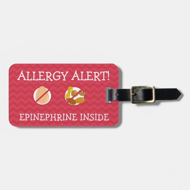 Étiquette À Bagage Étiquette multiple d'alerte d'allergie alimentaire (Devant horizontal)