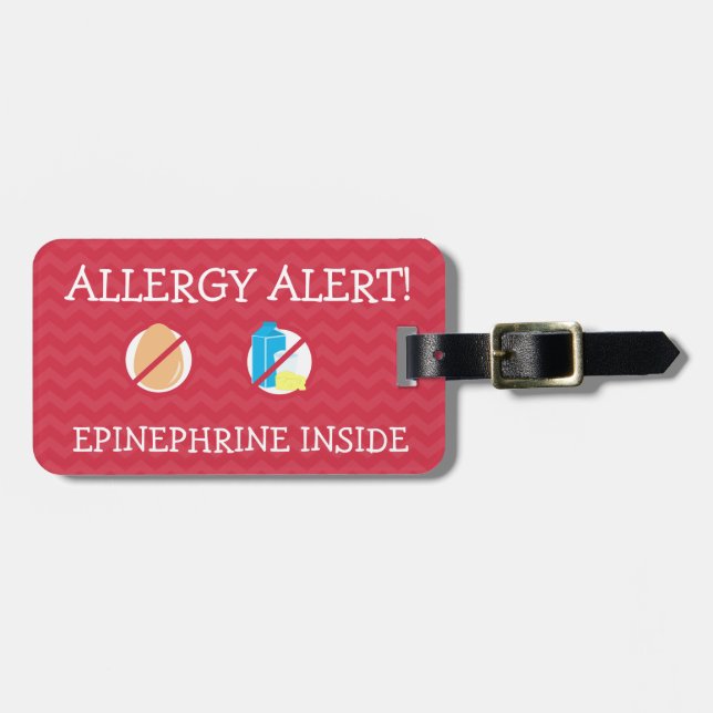 Étiquette À Bagage Étiquette multiple d'alerte d'allergie alimentaire (Devant horizontal)