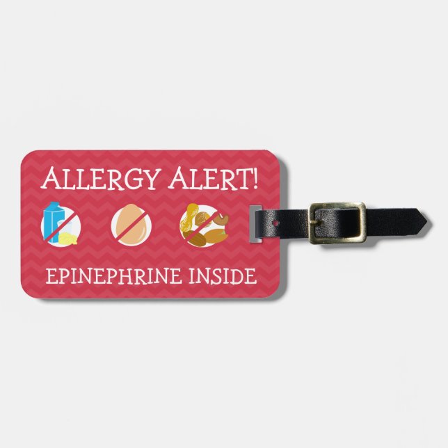 Étiquette À Bagage Étiquette multiple d'alerte d'allergie alimentaire (Devant horizontal)