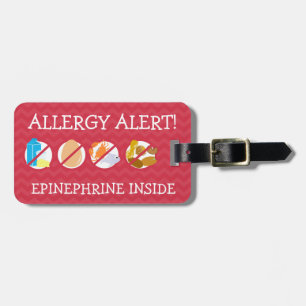 Étiquette À Bagage Étiquette multiple d'alerte d'allergie alimentaire
