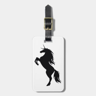 Étiquette À Bagage Étiquette noire de bagage de silhouette de licorne