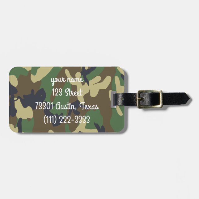 Étiquette À Bagage Étiquette personnalisée de bagage de Camo (Devant horizontal)