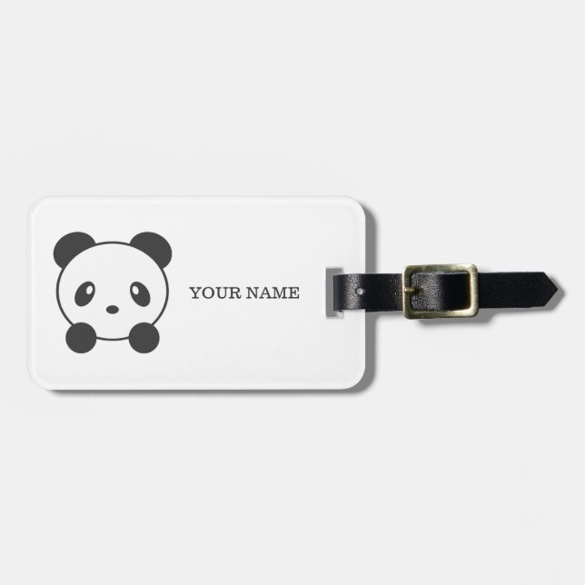 Étiquette À Bagage Étiquette personnalisée de bagage de panda (Devant horizontal)
