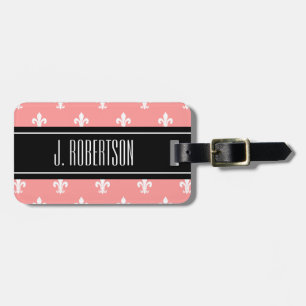 Étiquette À Bagage Étiquette personnalisée   fleur de lis rose de