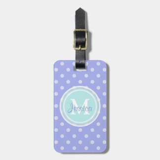Étiquette À Bagage Étiquette pourpre de bagage de Polkadot de