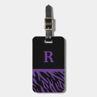 Étiquette pourpre de bagage de rayure de zèbre de