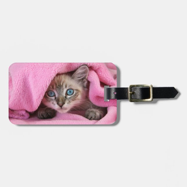 Étiquette À Bagage Étiquette rose de bagage de chat siamois de bébé (Devant horizontal)