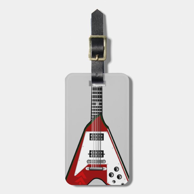 Étiquette À Bagage Étiquette rouge/blanche de guitare de vecteur de (Devant Vertical)