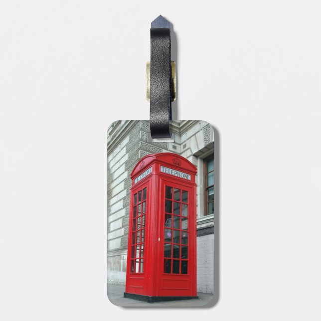Étiquette À Bagage Étiquette rouge de bagage de boîte de téléphone de (Dos Vertical)