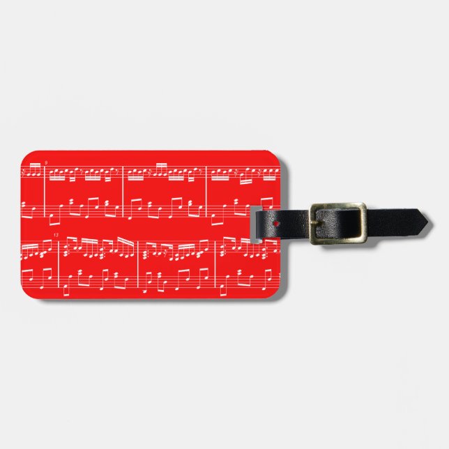 Étiquette À Bagage Étiquette rouge de bagage de musique de feuille (Devant horizontal)