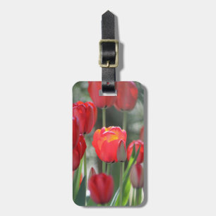 Étiquette À Bagage Étiquette rouge de bagage de tulipes personnalisée