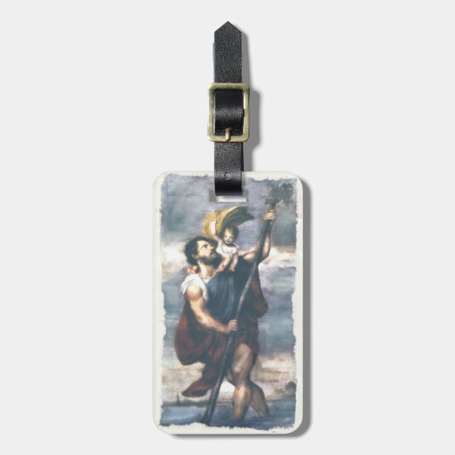 Étiquette À Bagage Étiquette sûre de sac de voyage de St Christopher (Devant Vertical)