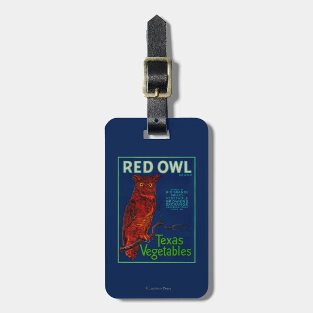 Étiquette À Bagage Étiquette végétal de hibou rouge (Devant Vertical)