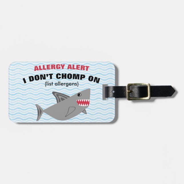 Étiquette À Bagage Étiquette vigilante de requin d'allergie (Devant horizontal)