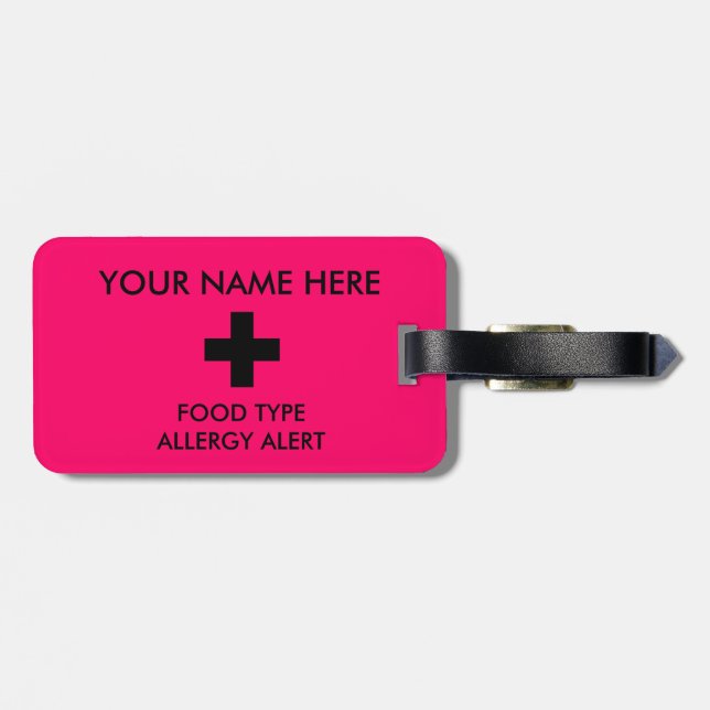 Étiquette À Bagage Étiquette vigilante d'identification d'allergie (Dos horizontal)