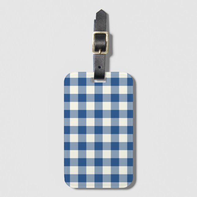 Étiquette À Bagage Étiquettes bleus classiques de bagages de guingan (Devant Vertical)