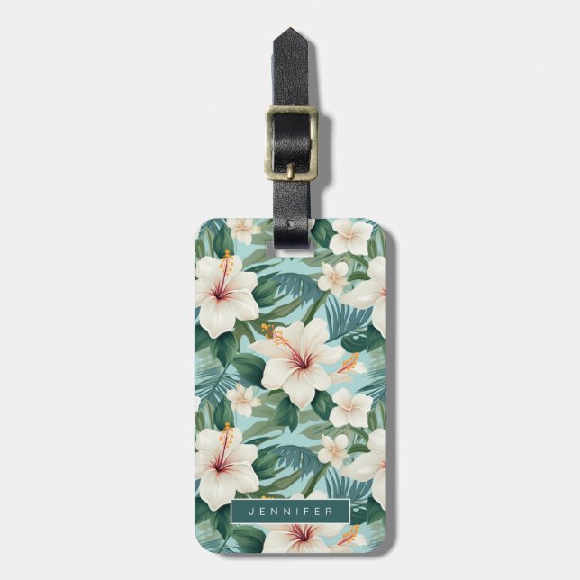 Étiquette À Bagage Étiquettes de bagages Hawaiian Flowers (Devant Vertical)