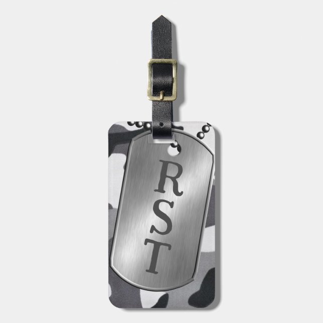 Étiquette À Bagage Étiquettes de monogramme personnalisées Camouflage (Devant Vertical)