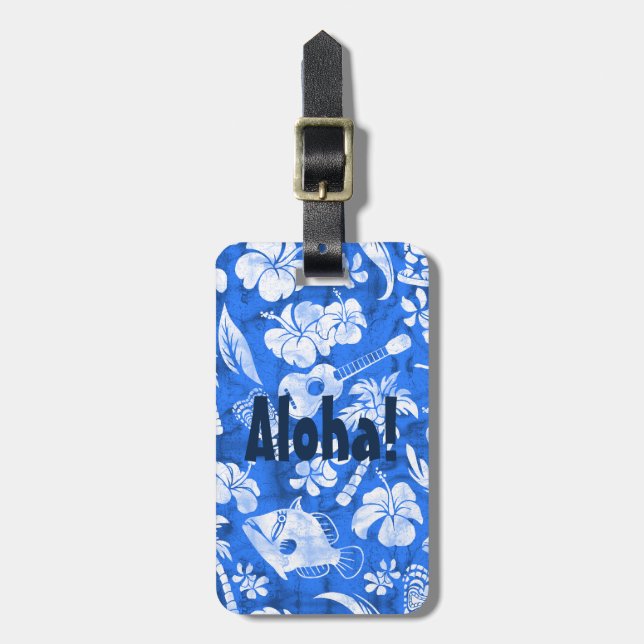 Étiquette À Bagage Étiquettes hawaïennes de bagage de batik de plage (Devant Vertical)
