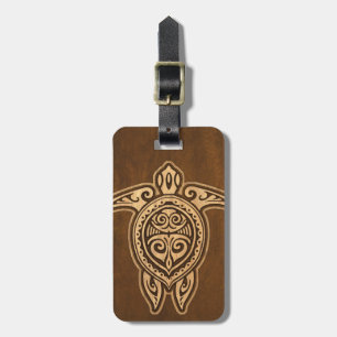 Étiquette À Bagage Étiquettes hawaïennes en bois de bagage de tortue