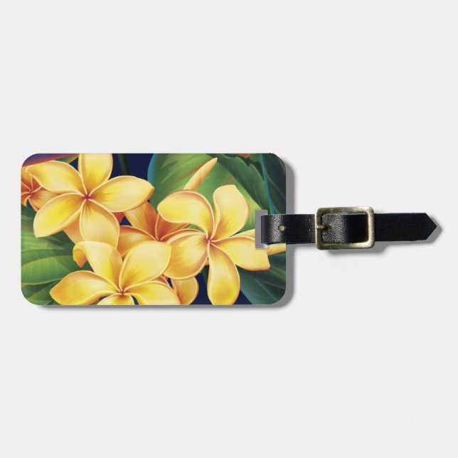 Étiquette À Bagage Étiquettes tropicales de bagage de Plumeria de (Devant horizontal)
