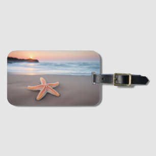 Étiquette À Bagage Étoile de mer allongée sur une plage