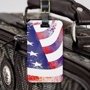 Étiquette À Bagage Étoiles et rayures Grunge USA Indicateur Bagage