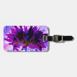 Étiquette À Bagage Étonnant violet et noir cactus Dahlia