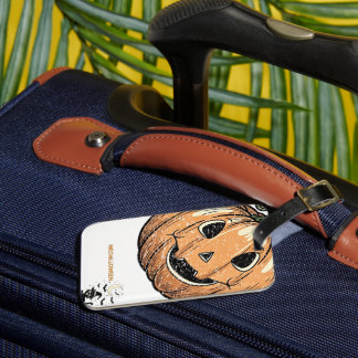 Étiquette À Bagage Étui iPhone Chat Pumpkin Vintage “Meowloween”