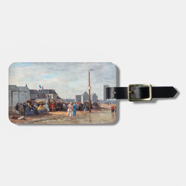 Étiquette À Bagage Eugene Boudin - Temps de baignade à Trouville (Devant horizontal)