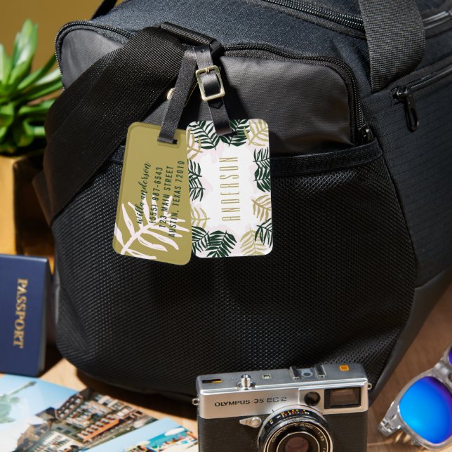 Étiquette À Bagage Évasion Palmiers Plage Tropicale (Recto & Verso)