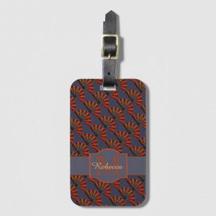 Étiquette À Bagage Éventails antiques japonais rouges élégants et per