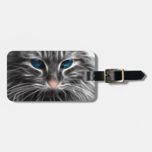 Étiquette À Bagage Face de chat bleu magnifique