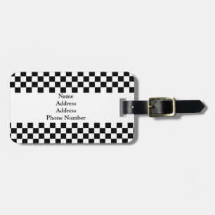 Étiquette À Bagage Facile noir et blanc Checkered de repérer