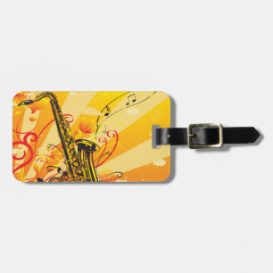 Étiquette À Bagage Faisceaux bariolés de saxophone de la musique