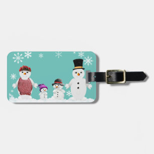 Étiquette À Bagage famille snowman